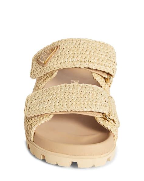 prada slides with bow|prada raffia double band sandals.